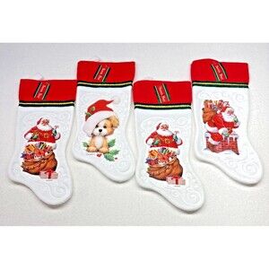Santa's Best Morehead CherylAnn Christmas Stockings Lot 4 Vintage NOS 15" Santa